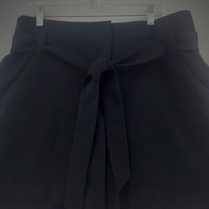 Cooper‎ & Ella Black Shorts High Waist Tie Belt Cuffed Career Casual Size 12